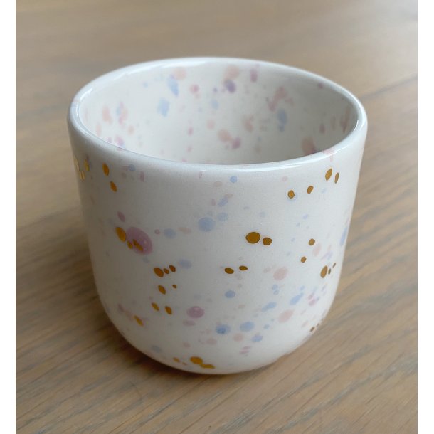 Marinski Heartmades - Keramik håndlavet Cappuccino kop, speckles. gold. Blue, lilac, blush. 3 TILBAG