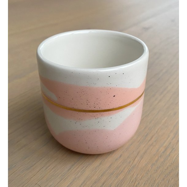 Marinski Heartmades - Keramik håndlavet Cappuccino kop, landscape. Pink og blush. 3 TILBAGE 