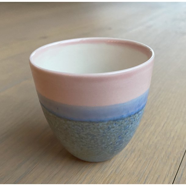 Wauw Design - Keramik håndlavet kop pastello, lyserød og turkisblå. KUN 1 TILBAGE