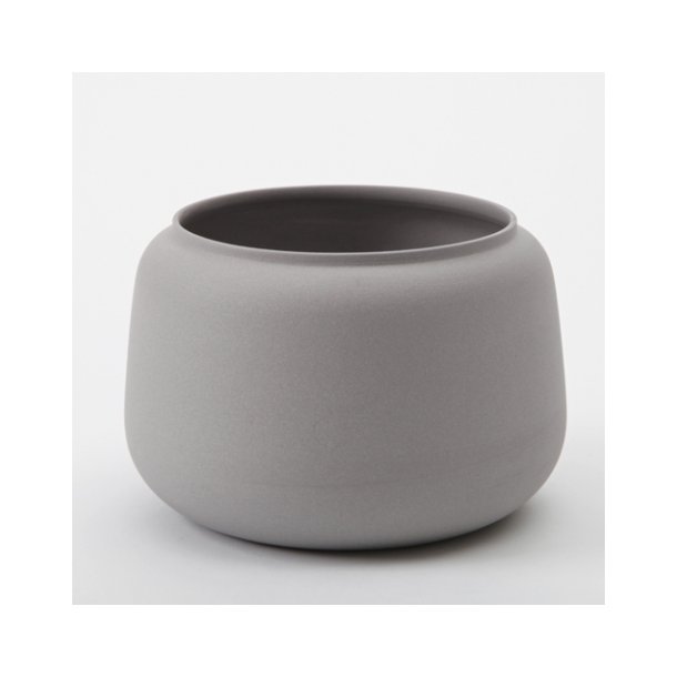 Ditte Fischer - Keramik håndlavet bred vase, grå