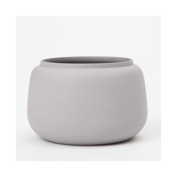Ditte Fischer - Keramik håndlavet bred vase lille, grå